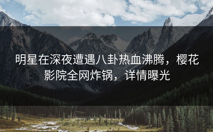 明星在深夜遭遇八卦热血沸腾，樱花影院全网炸锅，详情曝光