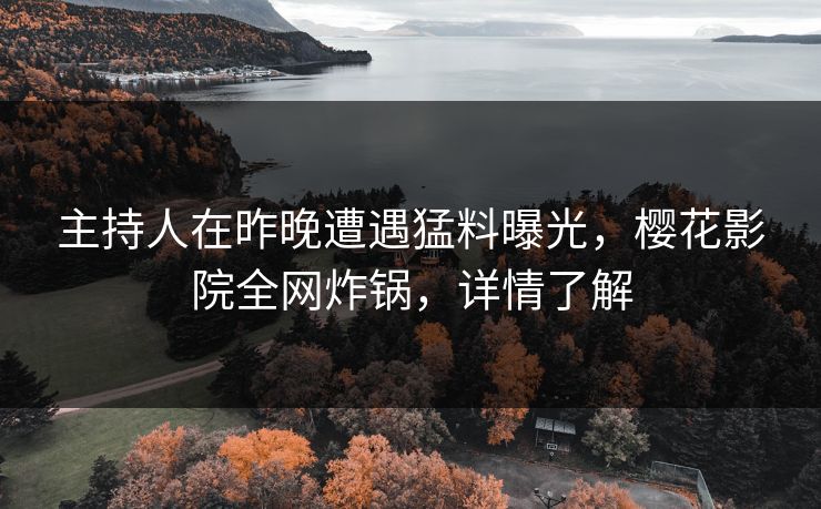 主持人在昨晚遭遇猛料曝光，樱花影院全网炸锅，详情了解